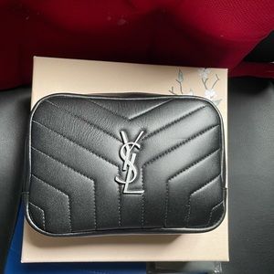 NWT YSL Loulou Metalasse Leather Cosmetic Bag